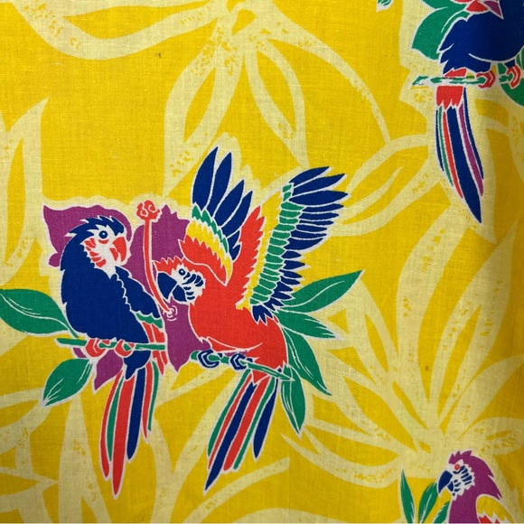 Vintage Men’s Yellow CC Sport Hawaiian Shirt with Birds Union Made USA Size XL - Picture 10 of 10